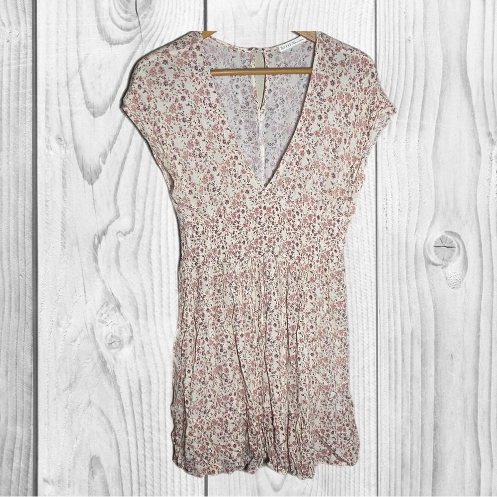 Floral‎ V-Neck Smocked Waist Dress picnic dainty romantic summer ethereal size L
